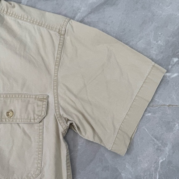 Men’s L.L. Bean Sunwashed Canvas Short Sleeve Button Down Cotton Shirt Small - Picture 4 of 16